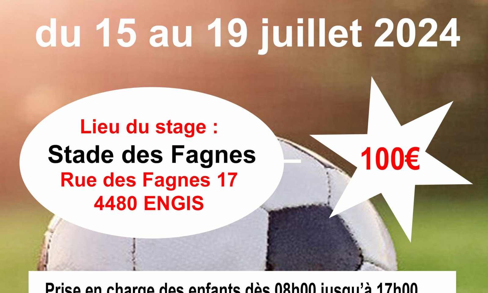 Stage de foot du 15 au 19 juillet