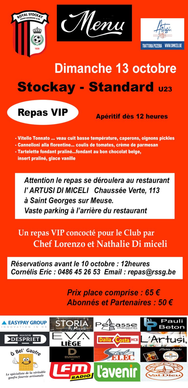 13 octobre repas vip contre le standard U23